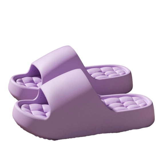 Women's Cloud Slides Pillow Slippers, Thick Sole EVA Shower Slides with Drainage Holes, Non-Slip Quick Dry Bathroom Sandals for Home Beach Pool Indoor Outdoor (Purple, 36)