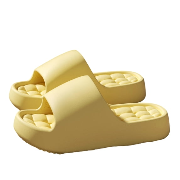 Women's Cloud Slides Pillow Slippers, Thick Sole EVA Shower Slides with Drainage Holes, Non-Slip Quick Dry Bathroom Sandals for Home Beach Pool Indoor Outdoor (Yellow, 40)