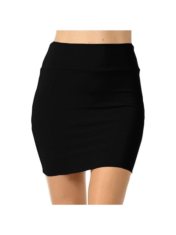 Women's Club Bodycon Mini Skirts Solid Basic Elastic High Waisted Stretch Pencil Skirt Casual Trendy A-line Skirts