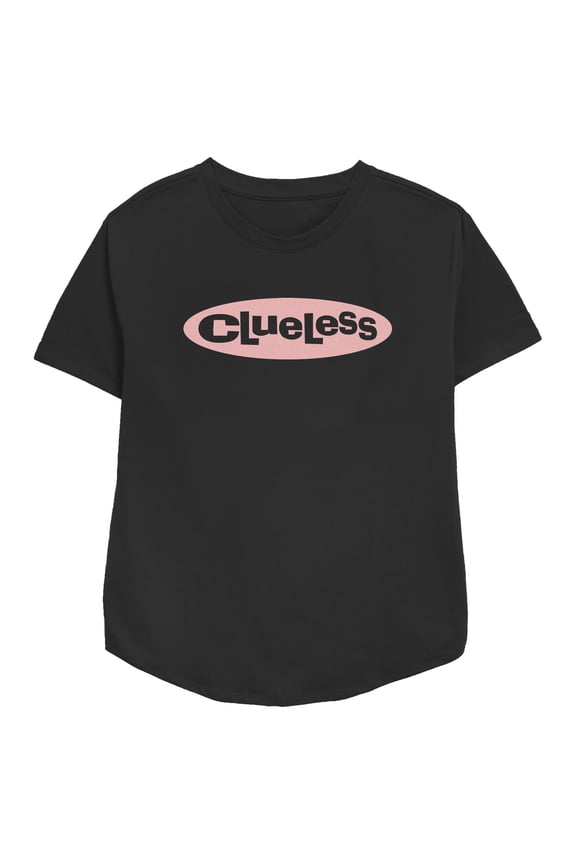 Women's Clueless Classic Pink Logo Graphic Tee Black Large