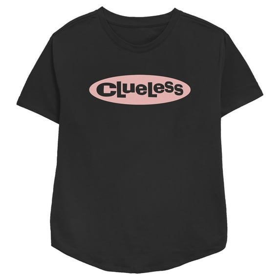 Women's Clueless Classic Pink Logo Graphic Tee Black Medium