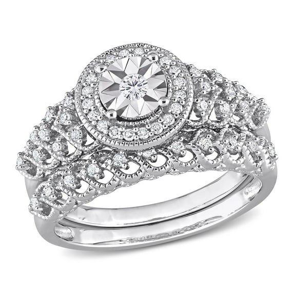 Women's Cluster Diamond Ring Set, Illusion Set Diamond Wedding Bridal Ring Set, 925 Sterling Silver, 2.3 Ct Simulated Diamond, Anniversary Gift Ring Set For Her