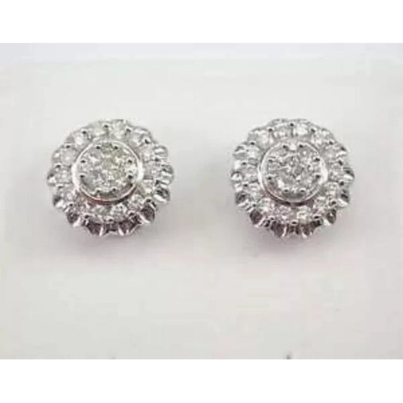 Women's Cluster Stud Earrings 2Ct Round Cut VVS1 Diamond 14K White Gold Finish 925 Silver