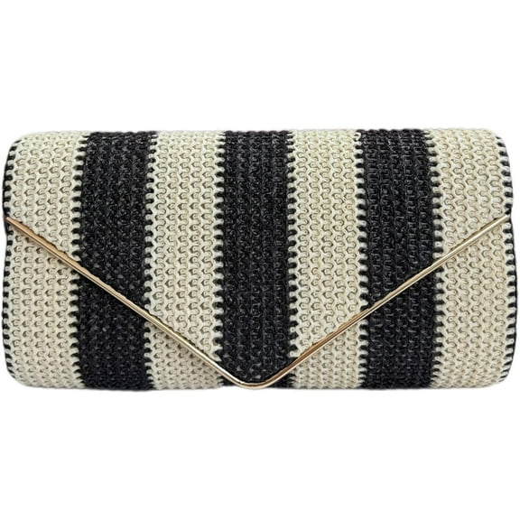 Women's Summer Knitted Handbag Striped Chain Crossbody Bag Envelope Shoulder Bag Bohemian Beach Party Evening Bag
