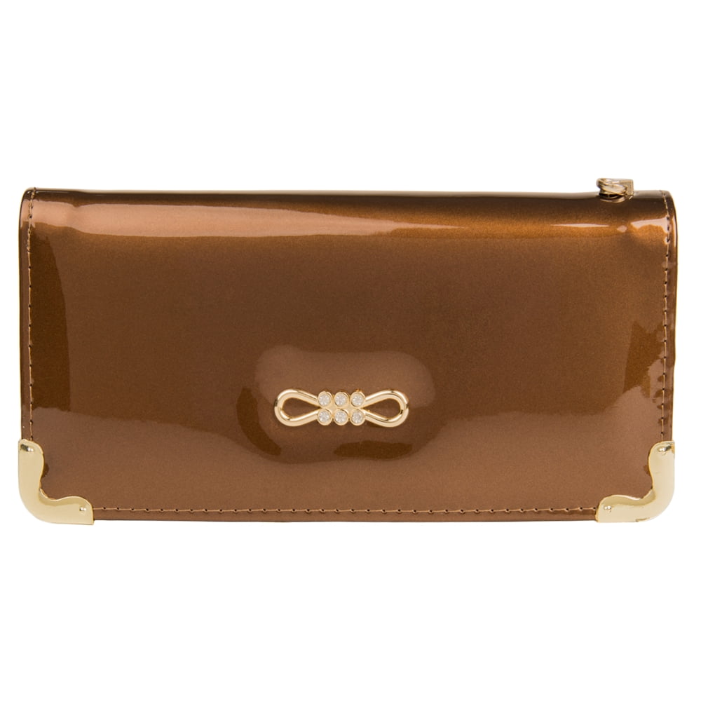 Women's Clutch Wallet Evening Purse Wristlet with Cell Phone Compartment (Fits up to 6.25In x 3.1In)
