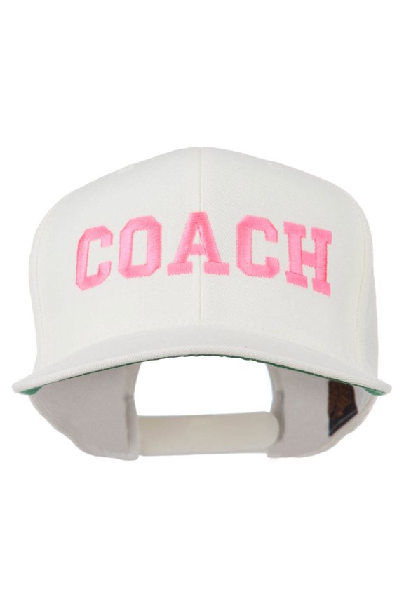 Women's Coach Embroidered Flat Bill Cap - Natural OSFM