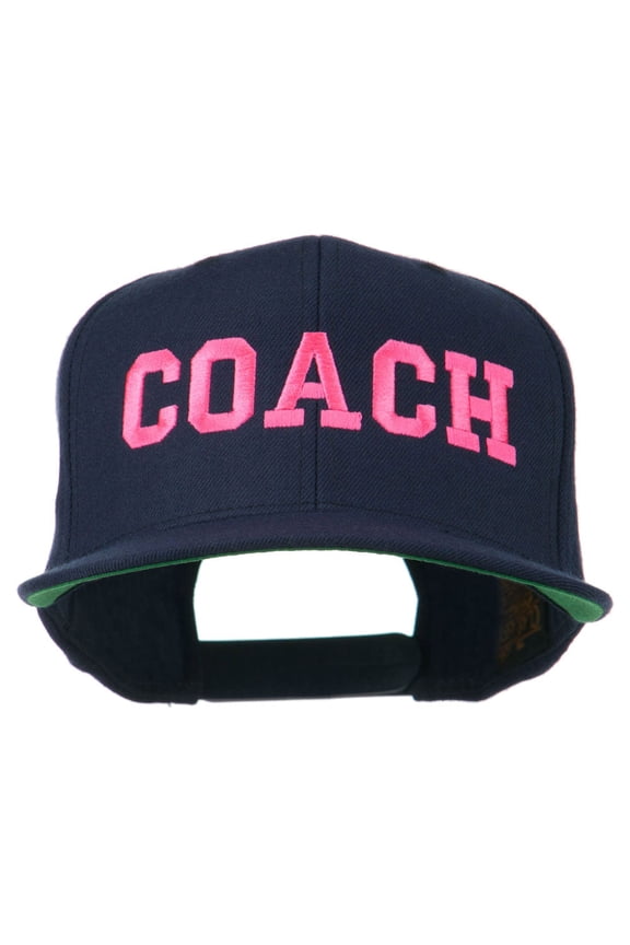 Women's Coach Embroidered Flat Bill Cap - Navy OSFM