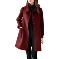 thumbnail image 1 of Women's Coat Casual Design Sense Stand Solid Color Coat Wool Blend Overcoat for Women, 1 of 5