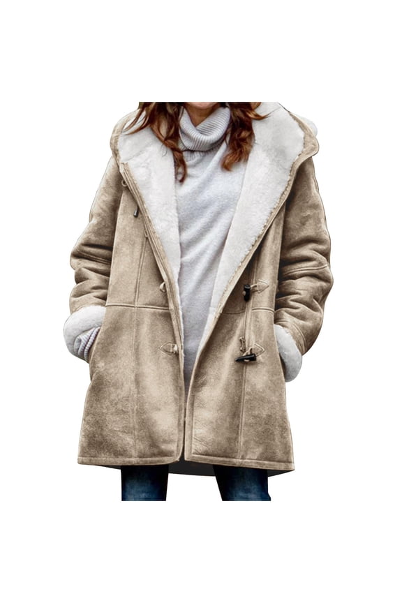 Women's Coat Casual Lapel Fleece Fuzzy Faux Shearling Zipper Coats Warm Winter Oversized Outwear Jackets