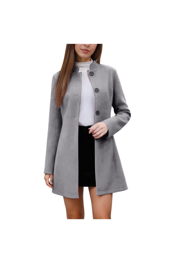 Women's Coat Single Breasted Notch Lapel Trench Coat Mid Length For Slim Fit Long Sleeve Outerwear Fall Winter Fashion Coat