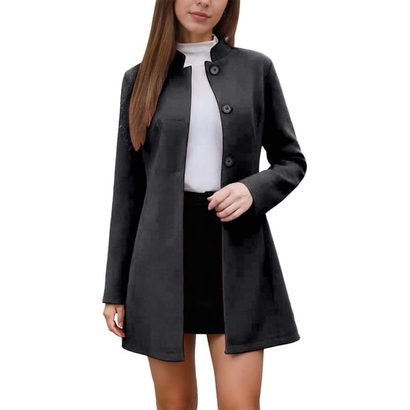 Women's Coat Single Breasted Notch Lapel Trench Coat Mid Length For Slim Fit Long Sleeve Outerwear Fall Winter Fashion Coat