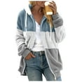 thumbnail image 1 of Women's Coat Stitching Two Pocket Soft Hooded Pullover Sweatershirt Warm Artificial Wool Coat Outwear, Splicing Long Sleeve Hooded Neck Layered Look Women's Fleece Jackets & Coats Blue, 1 of 5