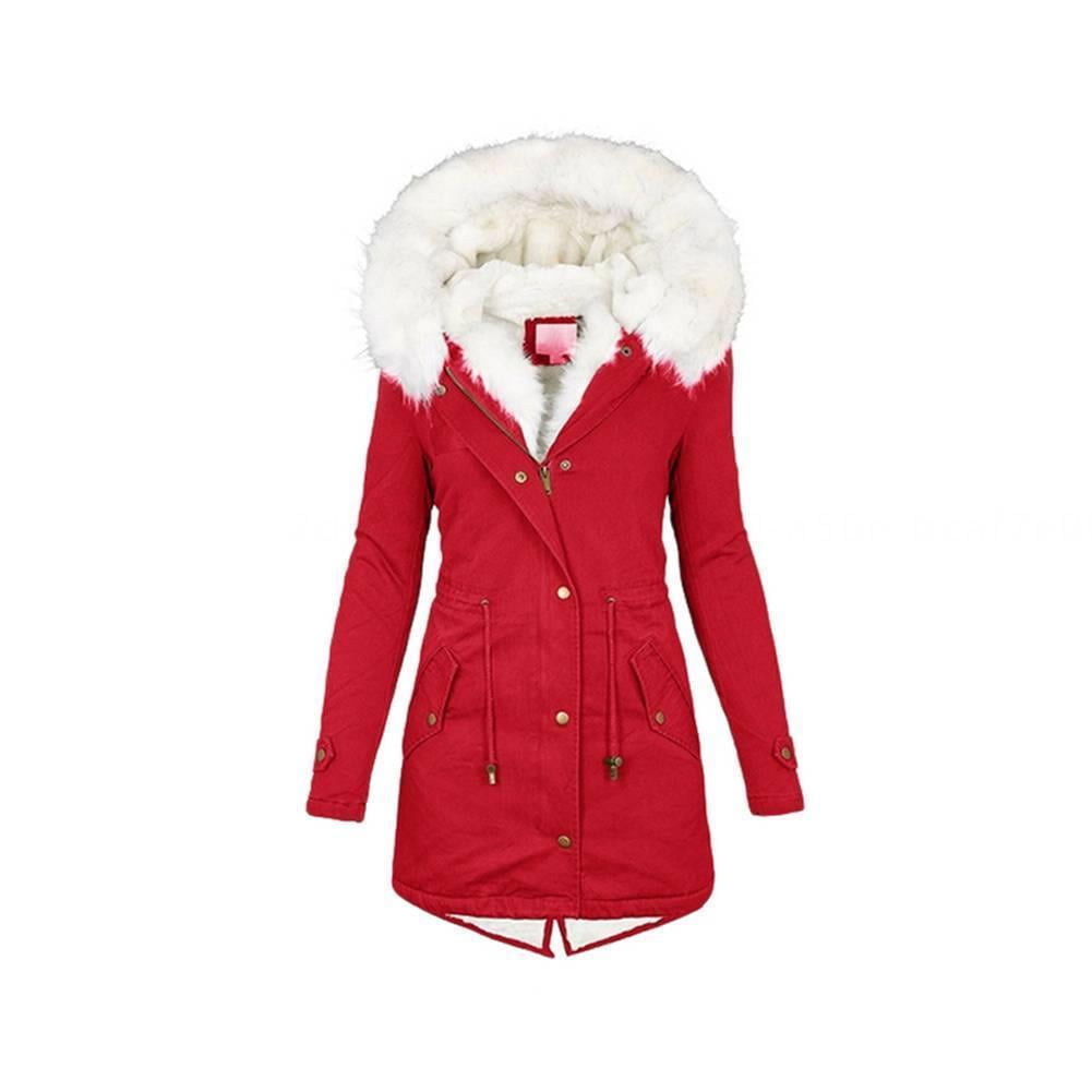 Women's Coat Winter Warm Thickened Long Hooded Coat ColdProof Weatherproof Fleece Lined Parka