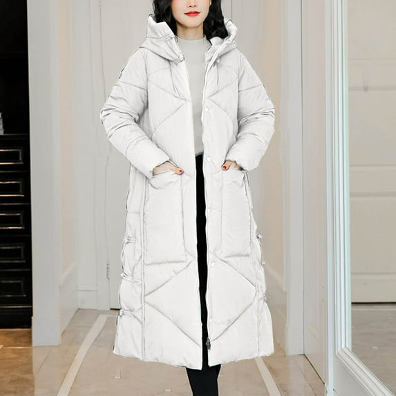 Women's Coats Casual Solid Color Knee Hooded Long Sleeve Warm Jacket Dress Jackets for Women Winter Clothing for Women,Womens Coats Womens Clothes L