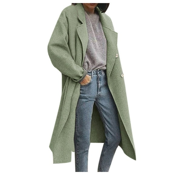 Women's Coats Fall Coats Women's Wool Thin Coat Trench Jacket Ladies Slim Long Overcoat Outwear