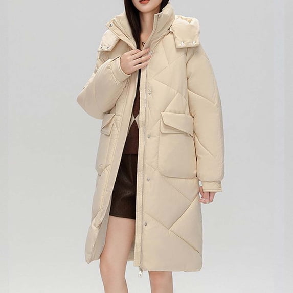Women's Coats Fashion Loose Long Sleeve Cotton-Padded Jacket Long Frock Coat Dress Jackets for Women Winter Clothing for Women Fall Jacket Womens Coats 2XL