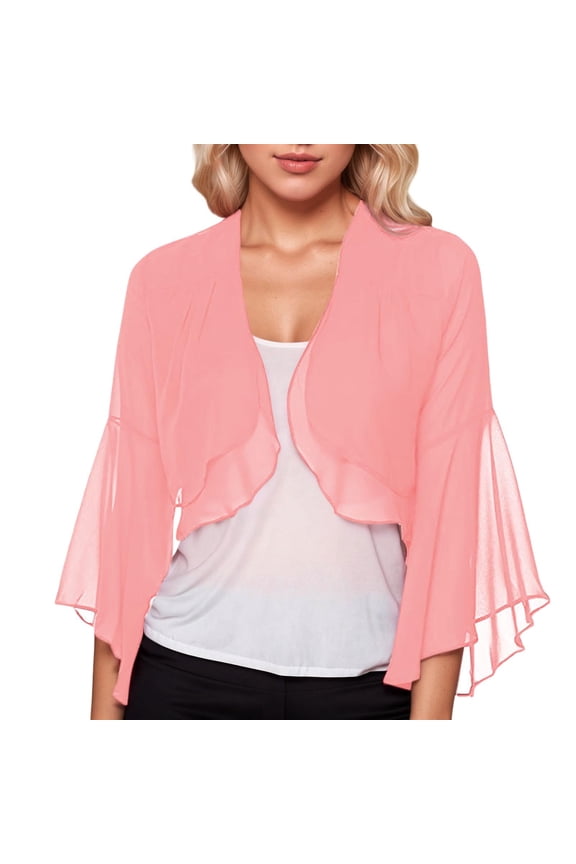 Women's Coats, Jackets & Vests Ruffle Chiffon Shawl Cardigan Tops Trendy