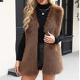 thumbnail image 1 of Women's Coats and Vests Faux Fur Long, Sleeveless V Neck Warm Winter Outerwear Plus Size Cozy, 1 of 7