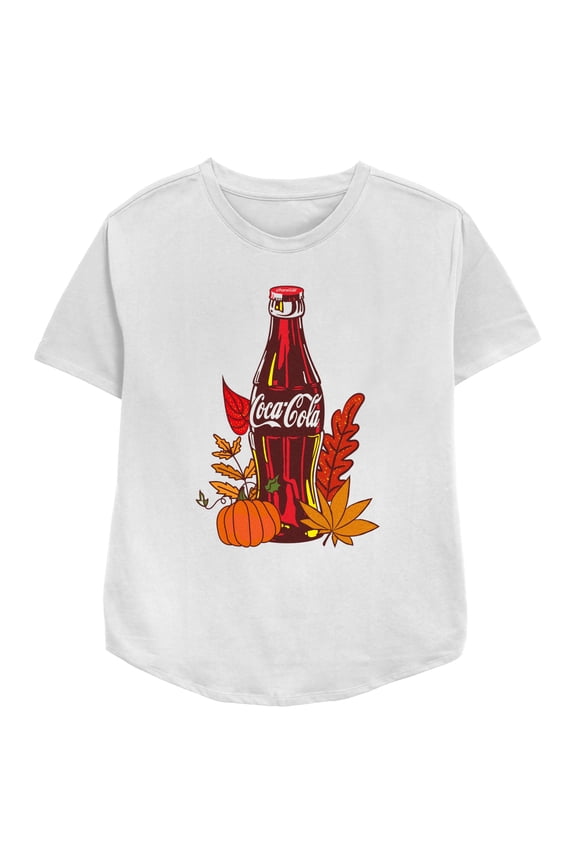 Women's Coca Cola Autumn Icons  Graphic Tee White X Small