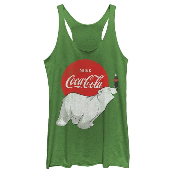 Women's Coca Cola Polar Bear  Racerback Tank Top Envy Green Small