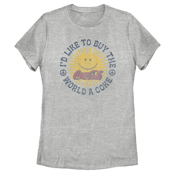Women's Coca Cola Unity Distressed Sun Logo  Graphic Tee Athletic Heather Large