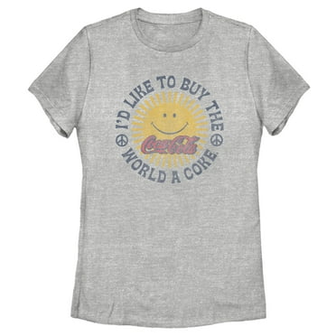Women's Coca Cola Unity Distressed Sun Logo  Graphic Tee Athletic Heather Medium