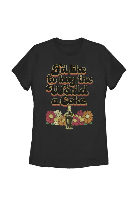 Women's Coca Cola Unity I'd Like to Buy the World a Coke Retro Graphic Tee Black Small
