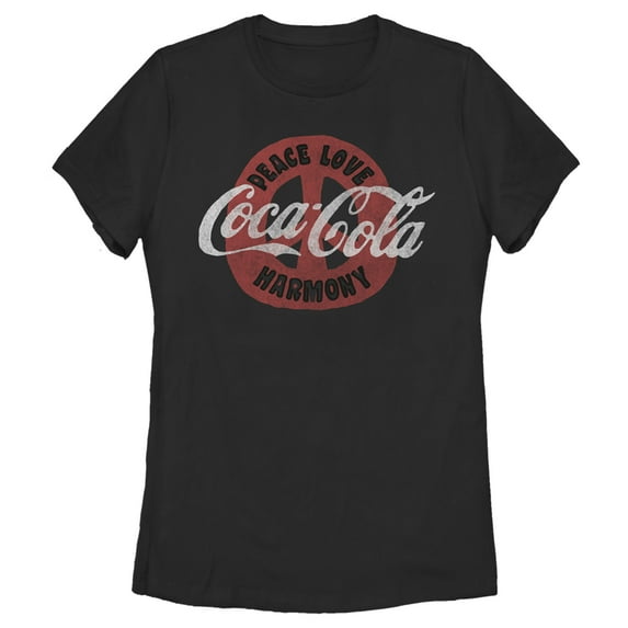 Women's Coca Cola Unity Peace Love Harmony Graphic Tee Black X Large