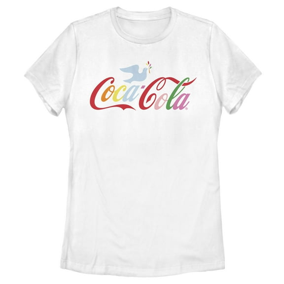 Women's Coca Cola Unity Rainbow Dove Logo  Graphic Tee White X Large