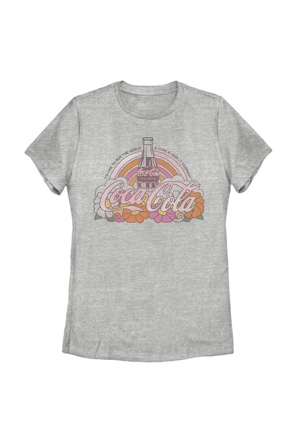 Women's Coca Cola Unity Rainbow Logo Graphic Tee Athletic Heather 2X Large