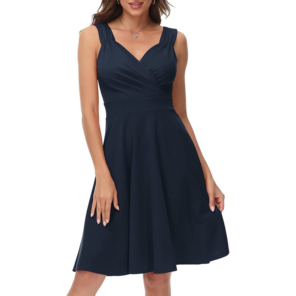 Navy knee length dress for wedding 2025