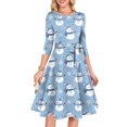 thumbnail image 1 of Women's Cocktail Dresses 3/4 Sleeve Vintage Wedding Guest Christmas Dress for Holiday Parties and Special Events,Blue,M, 1 of 5