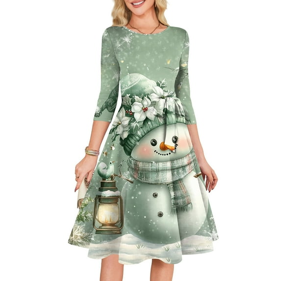 Women's Cocktail Dresses 3/4 Sleeve Vintage Wedding Guest Christmas Dress for Holiday Parties and Special Events,Green,M