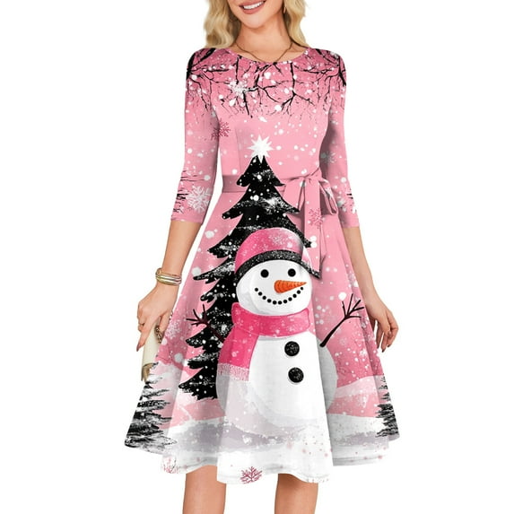 Women's Cocktail Dresses 3/4 Sleeve Vintage Wedding Guest Christmas Dress for Holiday Parties and Special Events,Light pink,L