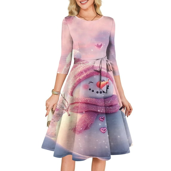 Women's Cocktail Dresses 3/4 Sleeve Vintage Wedding Guest Christmas Dress for Holiday Parties and Special Events,Light pink,L