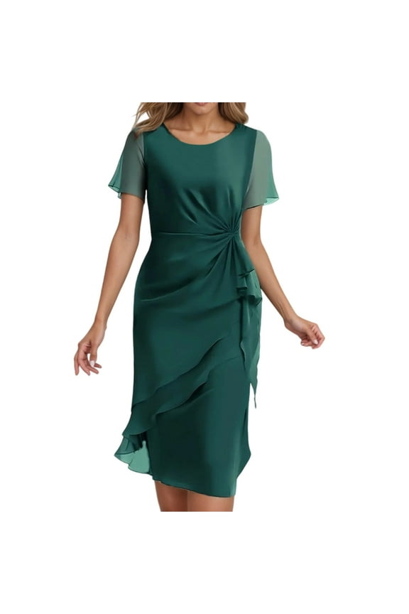 Women's Cocktail Dresses Elegant Round Neck Party Gown Wedding Holiday Date Night Spring Summer Casual formal Occasion Dress