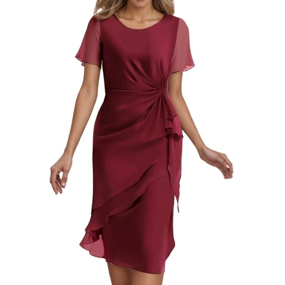 Women's Cocktail Dresses Elegant Round Neck Party Gown Wedding Holiday Date Night Spring Summer Casual formal Occasion Dress