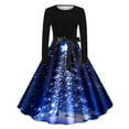 thumbnail image 1 of Women's Cocktail Dresses Midi Dress Christmas Long Sleeve Tie Waist Elegant Dresses Bow Party Cocktail A Line Flowy Dresses, 1 of 3
