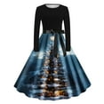 thumbnail image 1 of Women's Cocktail Dresses Midi Dress Christmas Long Sleeve Tie Waist Elegant Dresses Bow Party Cocktail A Line Flowy Dresses, 1 of 3