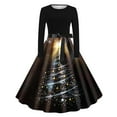 thumbnail image 1 of Women's Cocktail Dresses Midi Dress Christmas Long Sleeve Tie Waist Elegant Dresses Bow Party Cocktail A Line Flowy Dresses, 1 of 3
