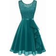 thumbnail image 1 of Women's Cocktail Dresses Prom Wedding Guest Short Bridesmaid Dresses Ruffle Hem Sleeveless Lace Formal Dress, 1 of 10