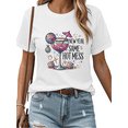 thumbnail image 1 of Women's Cocktail New Year Comfortable T-Shirt Casual Top Playful Humor Graphic Short Sleeve Round Neck White S-5XL, 1 of 5