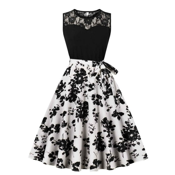 Women's Cocktail Party Dress Sleeveless 1950 Retro Swing Dress