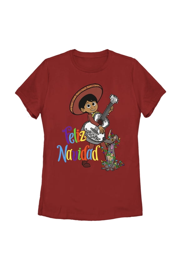 Women's Coco Feliz Navidad  Graphic Tee Red Small