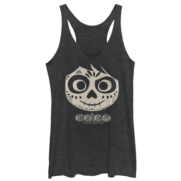 Women's Coco Miguel Skeleton Racerback Tank Top Black Heather Large