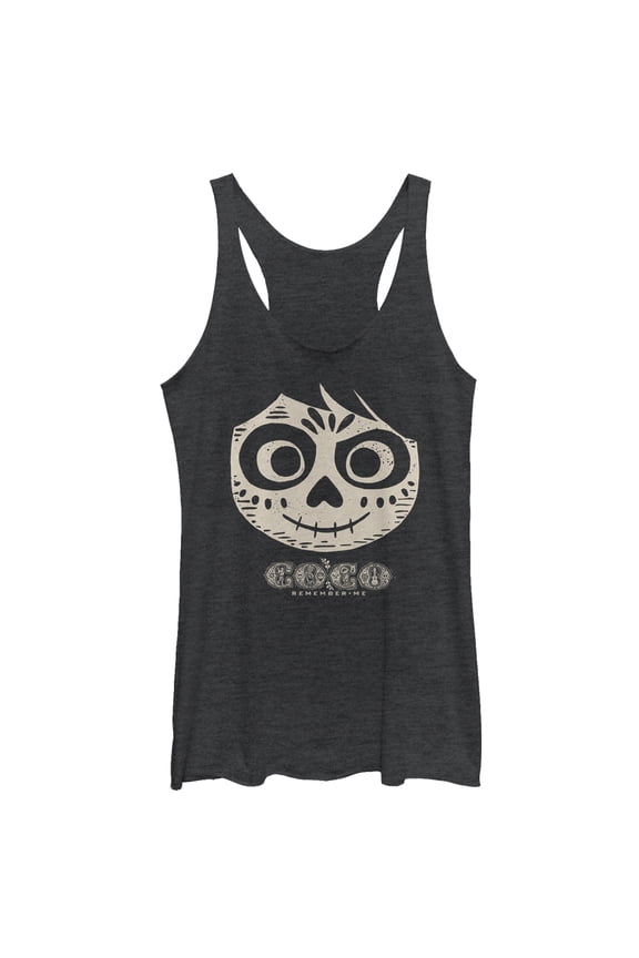 Women's Coco Miguel Skeleton Racerback Tank Top Black Heather Medium