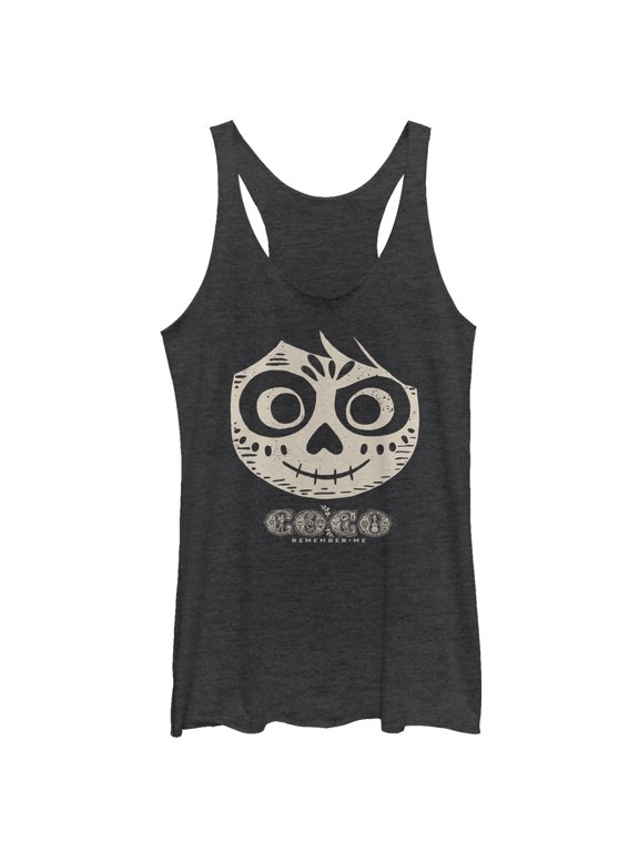 Women's Coco Miguel Skeleton Racerback Tank Top Black Heather X Large