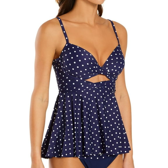 Women's Coco Reef U59385 Tropical Spot Icon Twist Tankini Swim Top (Navy Captain 32-34 DD)