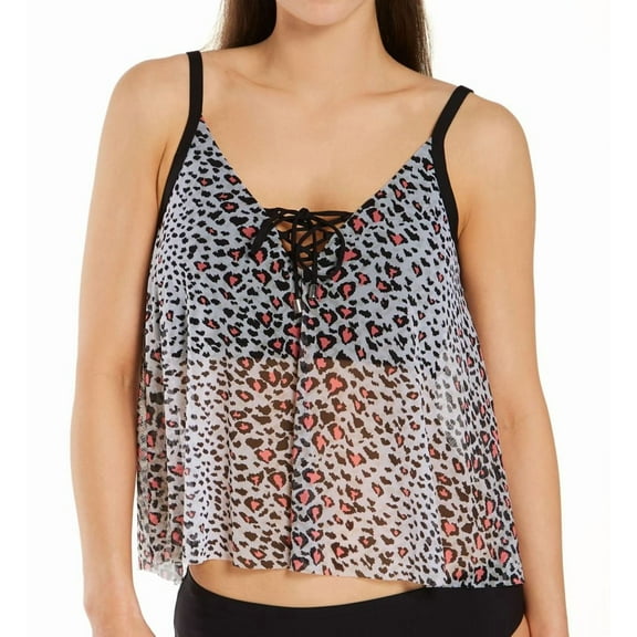 Women's Coco Reef U73299 Wild Card Femme Mesh Layer Tankini Swim Top (Castaway Black Multi 38DD)