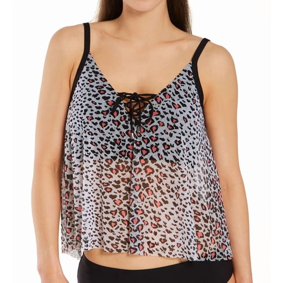 Women's Coco Reef U73299 Wild Card Femme Mesh Layer Tankini Swim Top (Castaway Black Multi 38D)